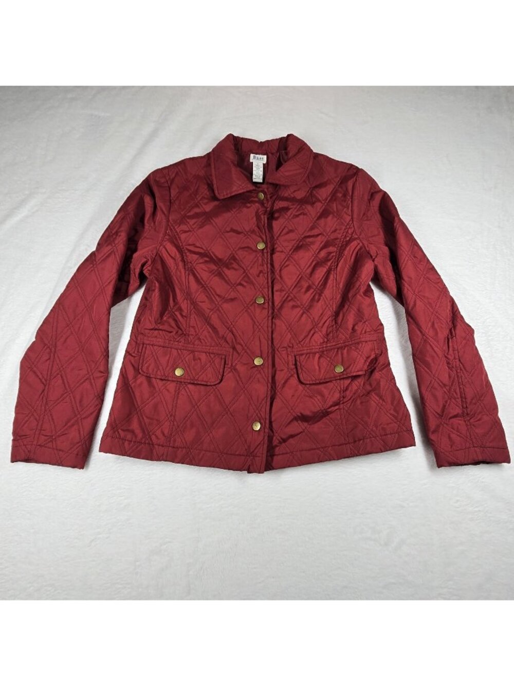G. H. Bass & Co Red Quilted Jacket Women's Small Snap Front Lightweight Coat